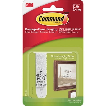 3M Commercial Strip, Hanging, Command, Med, 6PK MMM17204ES